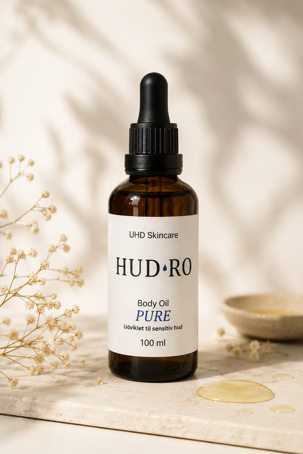 HUD·RO Pure – Parfumefri kropsolie til tør og sensitiv hud